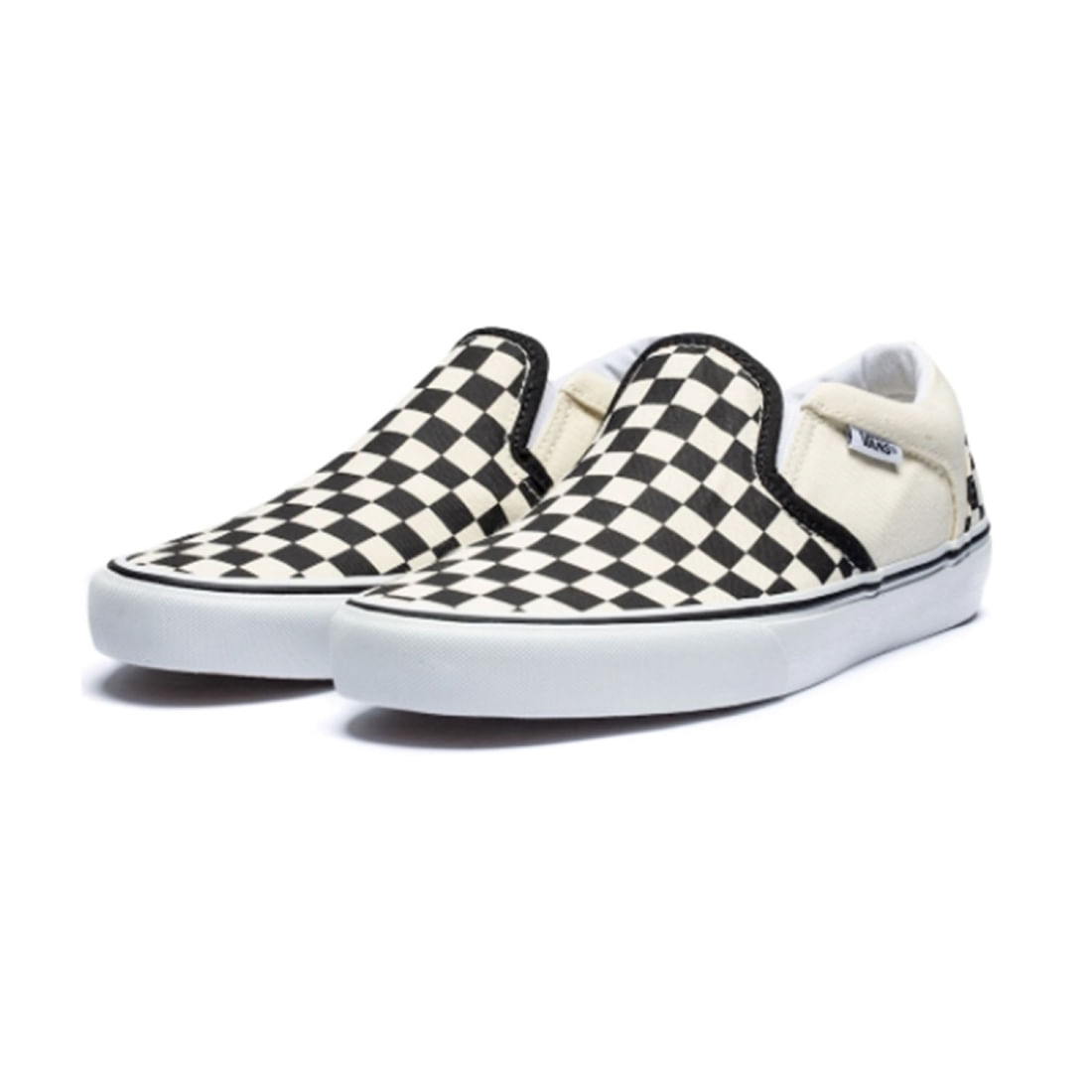 Vans slip on 2024 quadriculado preto e branco